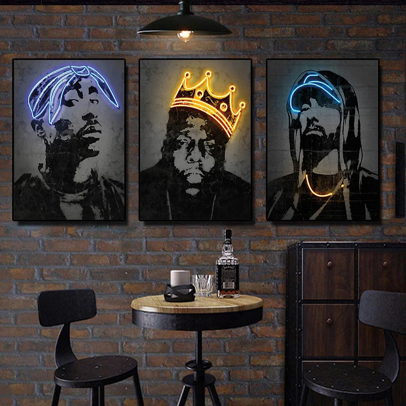 Neon Hip-Hop Icon Canvas: Eminem